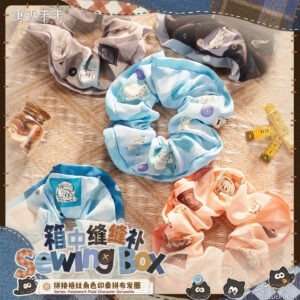 [REVERSE:1999] Sewing Box Series Patchwork Plaid Character Scrunchie